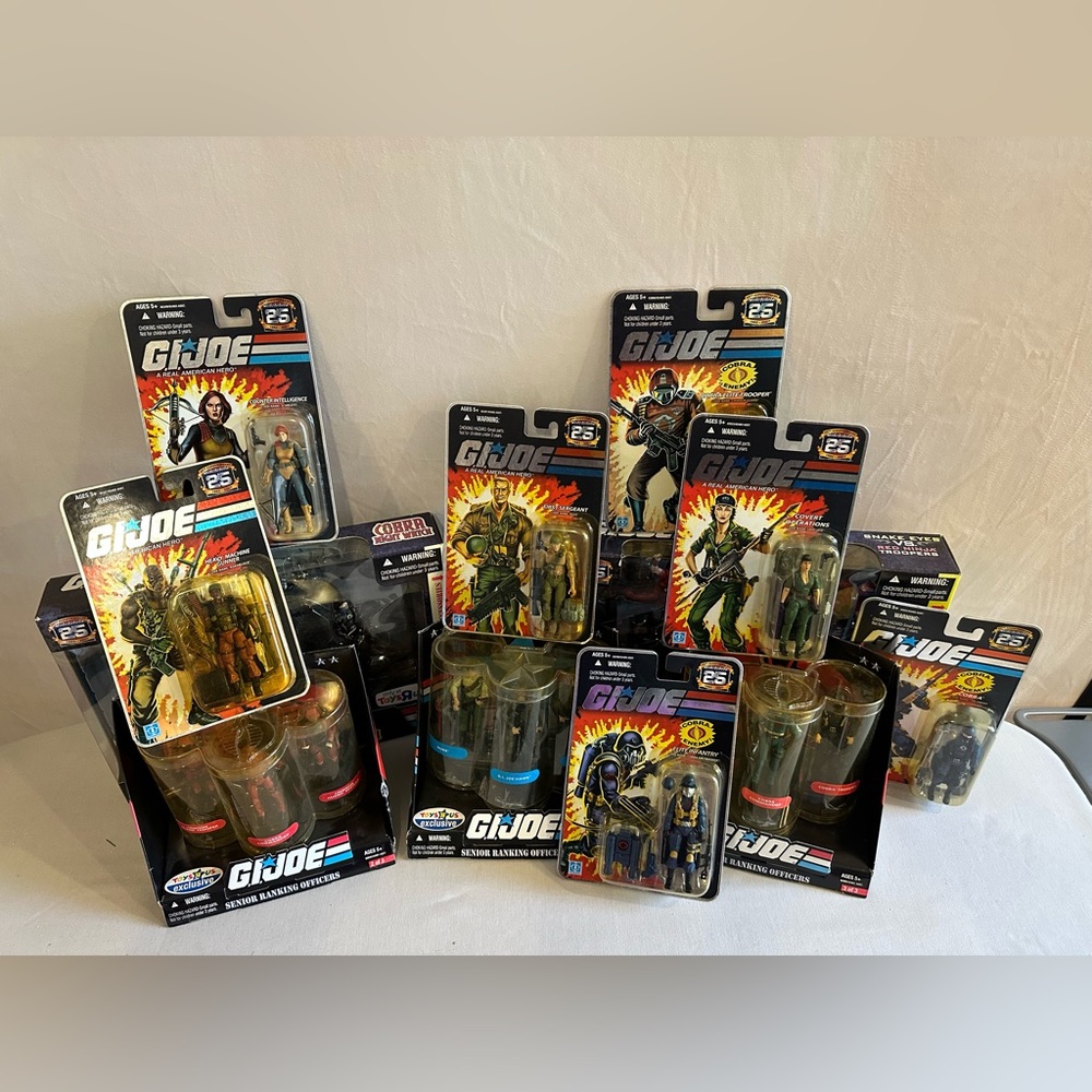 GI Joe 25th Anniversary Large Lot of Figures, box sets, comics.
